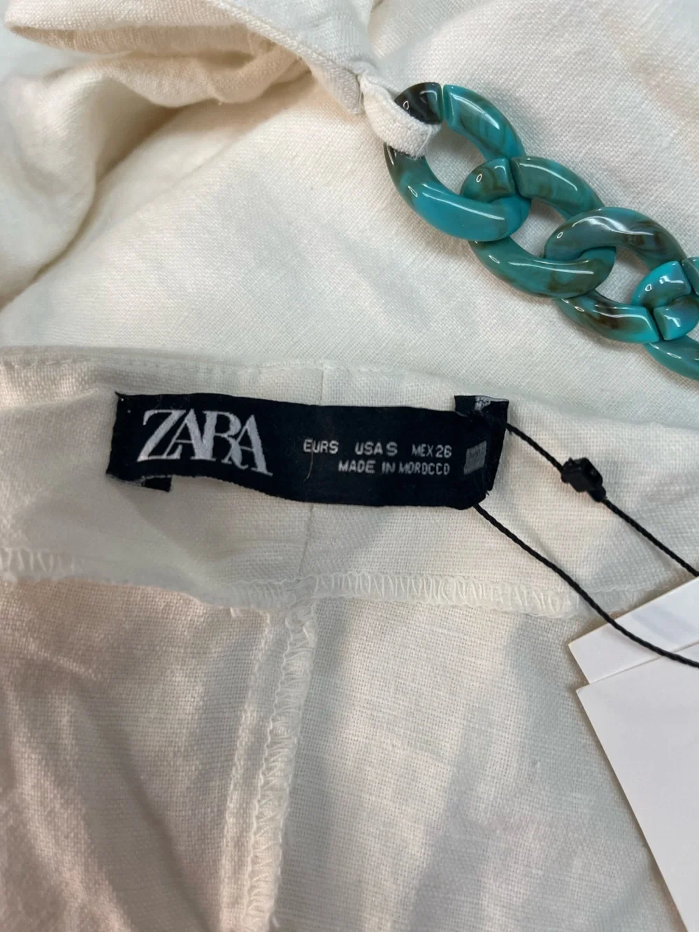 Zara Linen Jumpsuit with Chain White